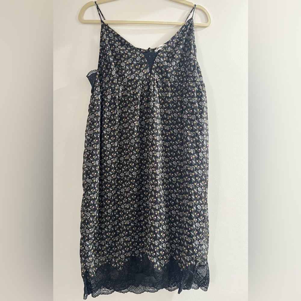 William Rast Navy Floral Lace-Trim Mini Slip Dress